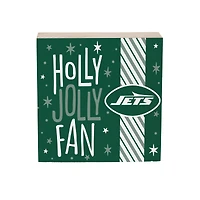 New York Jets 6" Holiday Wood Plock Shelf Sign