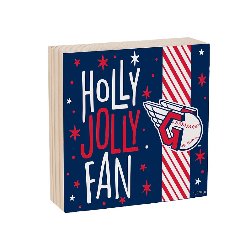 Cleveland Guardians 6" Holiday Wood Plock Shelf Sign