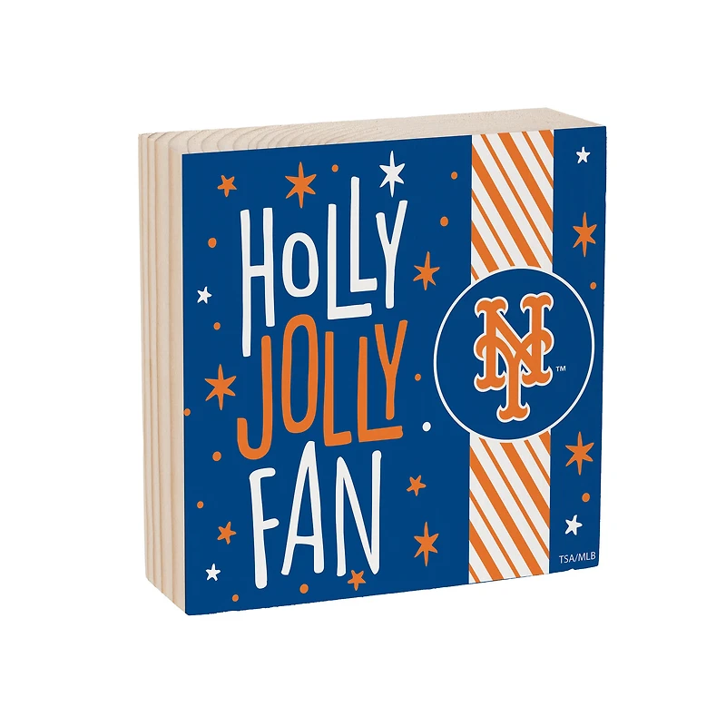 New York Mets 6" Holiday Wood Plock Shelf Sign