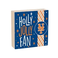New York Mets 6" Holiday Wood Plock Shelf Sign
