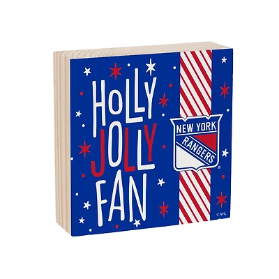 New York Rangers 6" Holiday Wood Plock Shelf Sign