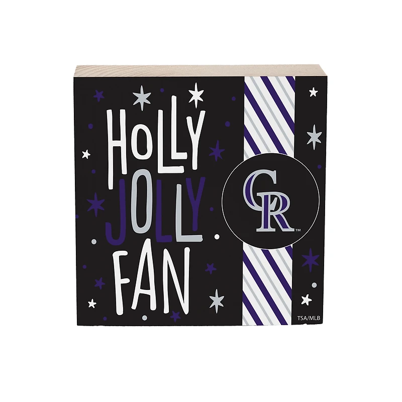 Colorado Rockies 6" Holiday Wood Plock Shelf Sign