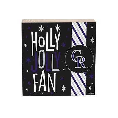 Colorado Rockies 6" Holiday Wood Plock Shelf Sign