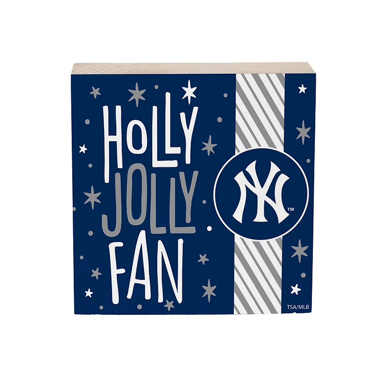 New York Yankees 6" Holiday Wood Plock Shelf Sign