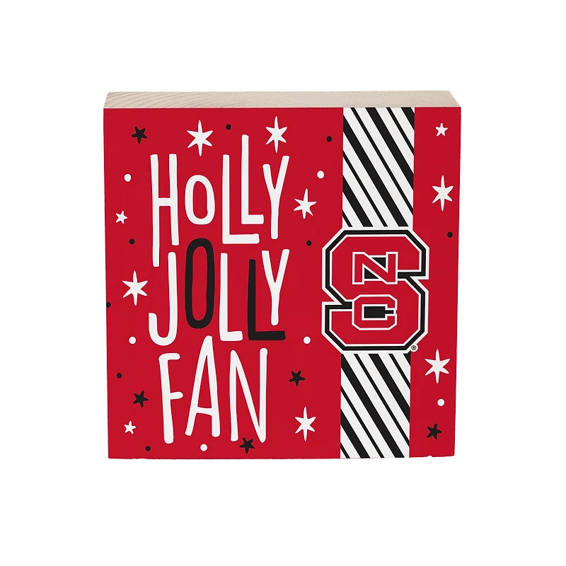 NC State Wolfpack 6" Holiday Wood Plock Shelf Sign