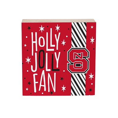 NC State Wolfpack 6" Holiday Wood Plock Shelf Sign