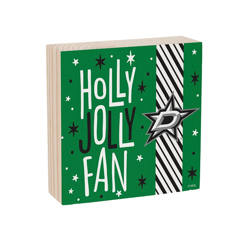 Dallas Stars 6" Holiday Wood Plock Shelf Sign