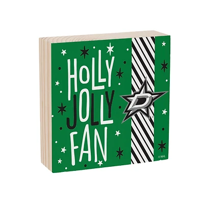 Dallas Stars 6" Holiday Wood Plock Shelf Sign