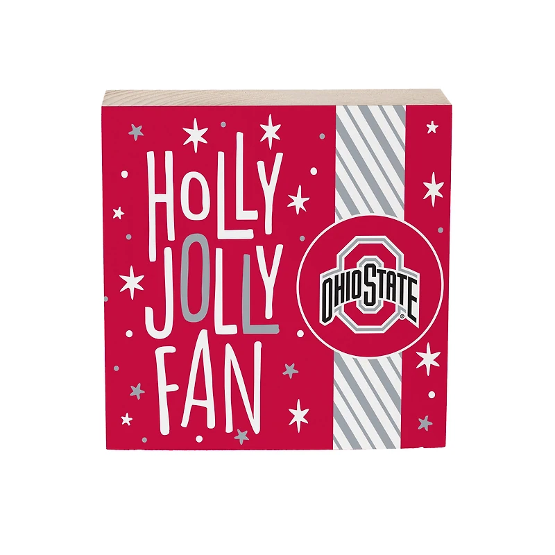 Ohio State Buckeyes 6" Holiday Wood Plock Shelf Sign