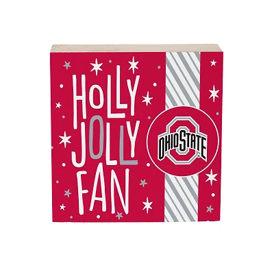 Ohio State Buckeyes 6" Holiday Wood Plock Shelf Sign