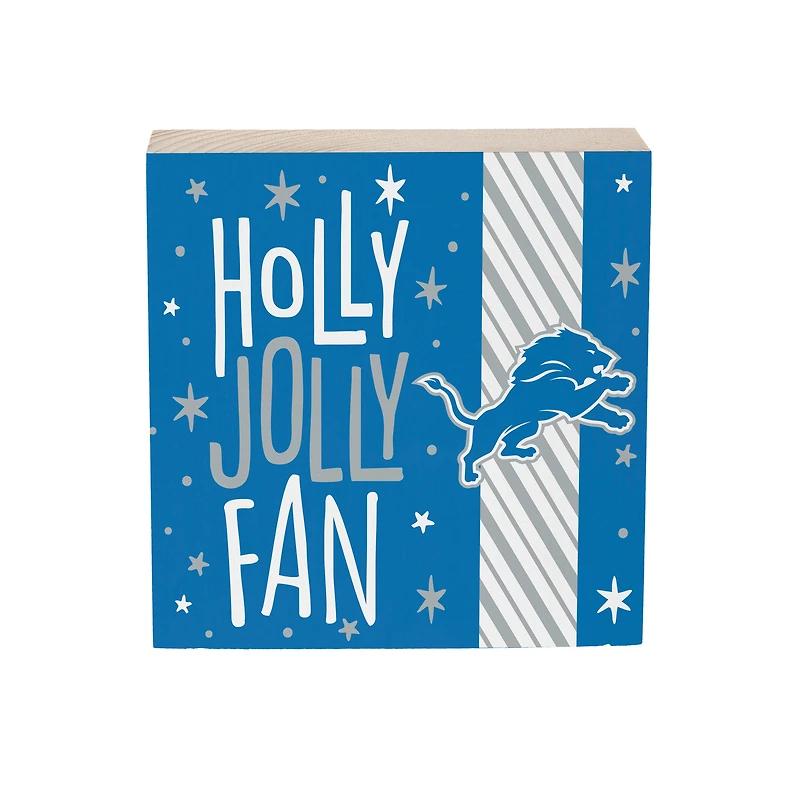 Detroit Lions 6" Holiday Wood Plock Shelf Sign