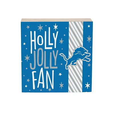 Detroit Lions 6" Holiday Wood Plock Shelf Sign