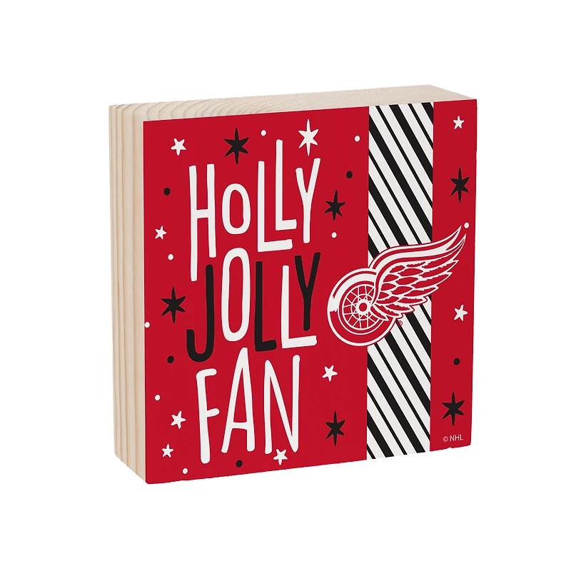 Detroit Red Wings 6" Holiday Wood Plock Shelf Sign