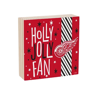 Detroit Red Wings 6" Holiday Wood Plock Shelf Sign