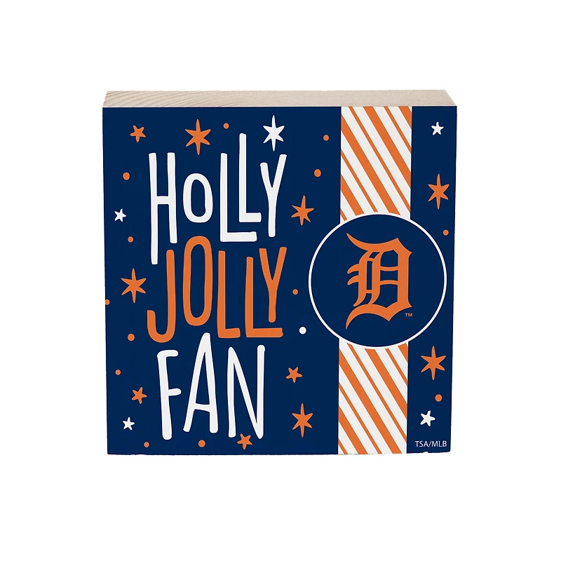 Detroit Tigers 6" Holiday Wood Plock Shelf Sign