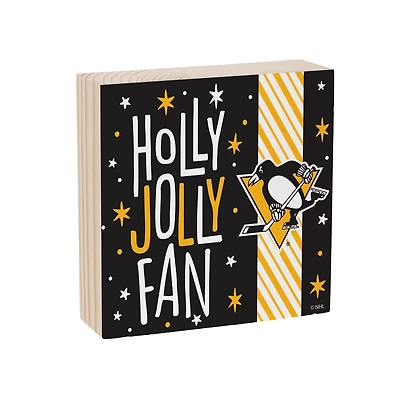 Pittsburgh Penguins 6" Holiday Wood Plock Shelf Sign