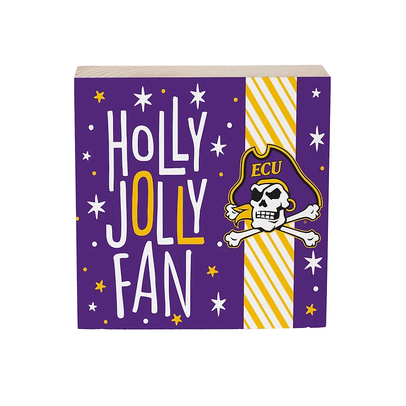 ECU Pirates 6" Holiday Wood Plock Shelf Sign