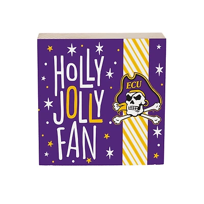 ECU Pirates 6" Holiday Wood Plock Shelf Sign