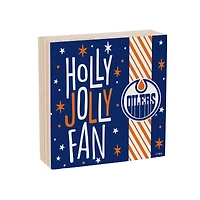 Edmonton Oilers 6" Holiday Wood Plock Shelf Sign