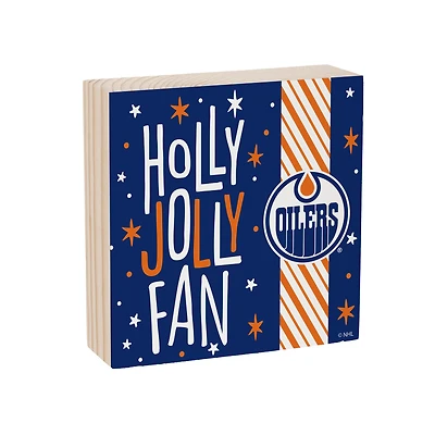 Edmonton Oilers 6" Holiday Wood Plock Shelf Sign