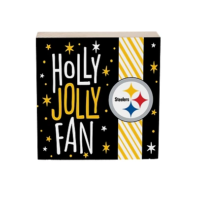 Pittsburgh Steelers 6" Holiday Wood Plock Shelf Sign