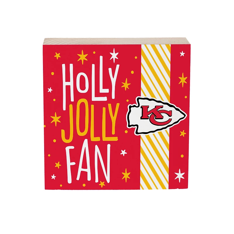 Kansas City Chiefs 6" Holiday Wood Plock Shelf Sign