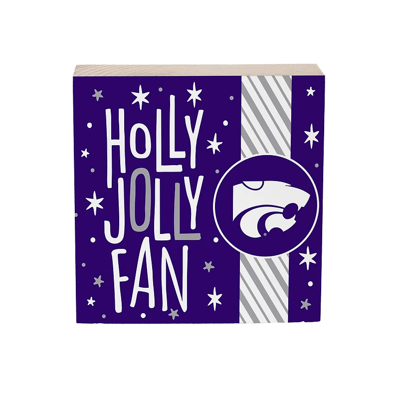 Kansas State Wildcats 6" Holiday Wood Plock Shelf Sign
