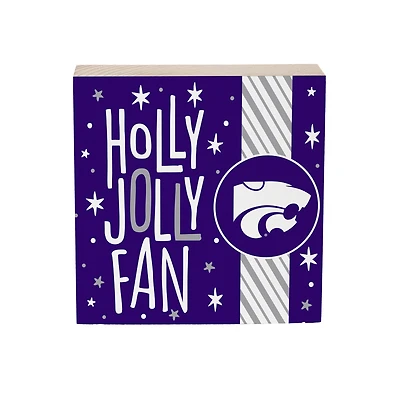 Kansas State Wildcats 6" Holiday Wood Plock Shelf Sign