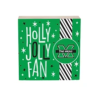 Marshall Thundering Herd 6" Holiday Wood Plock Shelf Sign