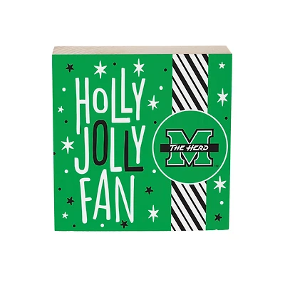 Marshall Thundering Herd 6" Holiday Wood Plock Shelf Sign