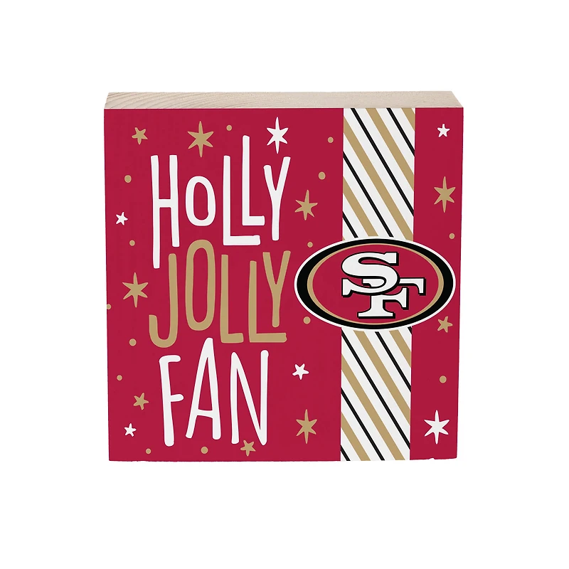 San Francisco 49ers 6" Holiday Wood Plock Shelf Sign