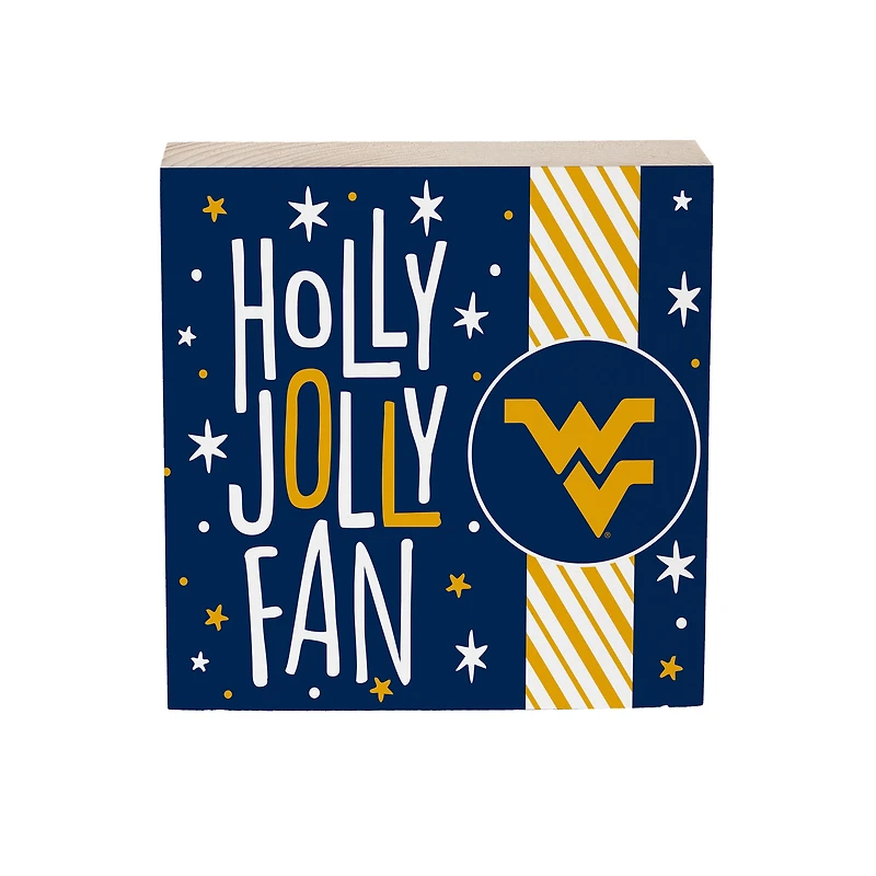 West Virginia Mountaineers 6" Holiday Wood Plock Shelf Sign