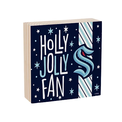 Seattle Kraken 6" Holiday Wood Plock Shelf Sign
