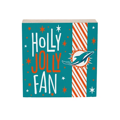 Miami Dolphins 6" Holiday Wood Plock Shelf Sign