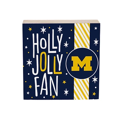 Michigan Wolverines 6" Holiday Wood Plock Shelf Sign