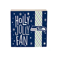 Seattle Seahawks 6" Holiday Wood Plock Shelf Sign