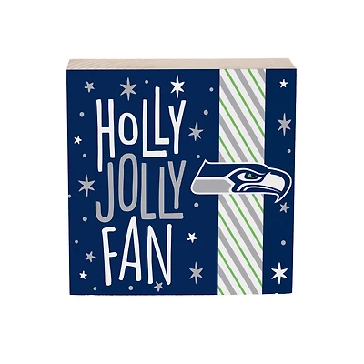 Seattle Seahawks 6" Holiday Wood Plock Shelf Sign