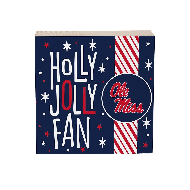Ole Miss Rebels 6" Holiday Wood Plock Shelf Sign
