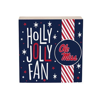 Ole Miss Rebels 6" Holiday Wood Plock Shelf Sign