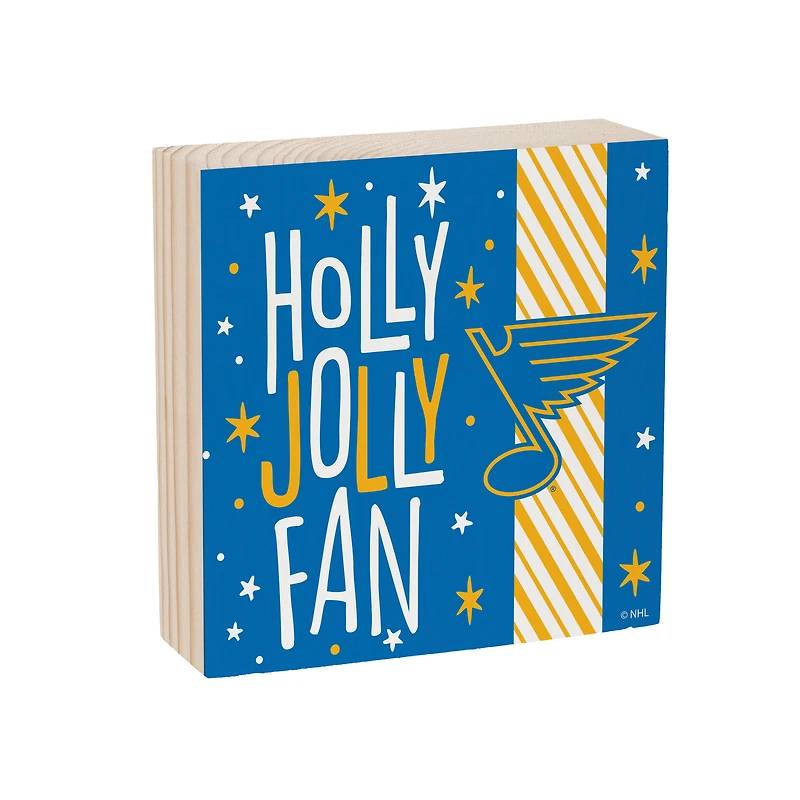 St. Louis Blues 6" Holiday Wood Plock Shelf Sign