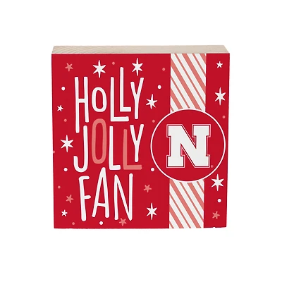 Nebraska Huskers 6" Holiday Wood Plock Shelf Sign