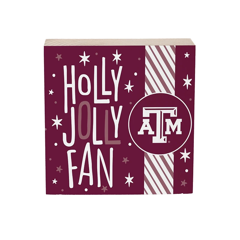 Texas A&M Aggies 6" Holiday Wood Plock Shelf Sign