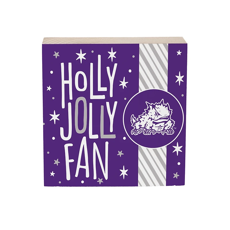 TCU Horned Frogs 6" Holiday Wood Plock Shelf Sign