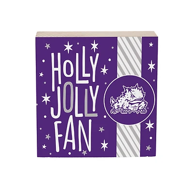 TCU Horned Frogs 6" Holiday Wood Plock Shelf Sign