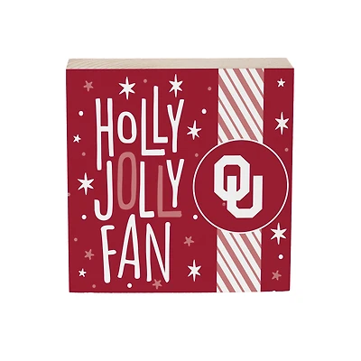Oklahoma Sooners 6" Holiday Wood Plock Shelf Sign