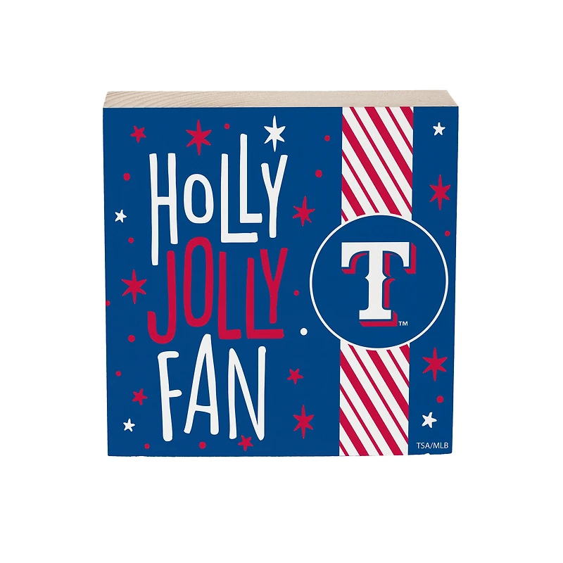 Texas Rangers 6" Holiday Wood Plock Shelf Sign