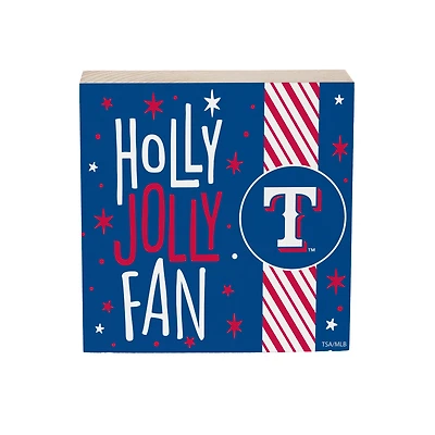 Texas Rangers 6" Holiday Wood Plock Shelf Sign