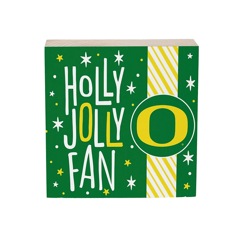 Oregon Ducks 6" Holiday Wood Plock Shelf Sign