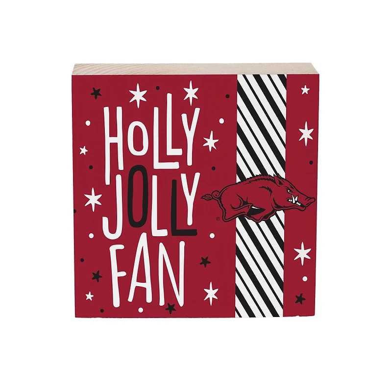 Arkansas Razorbacks 6" Holiday Wood Plock Shelf Sign
