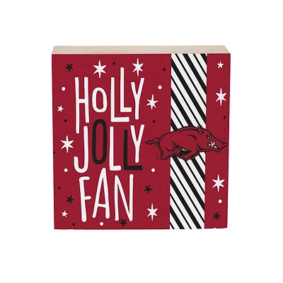 Arkansas Razorbacks 6" Holiday Wood Plock Shelf Sign